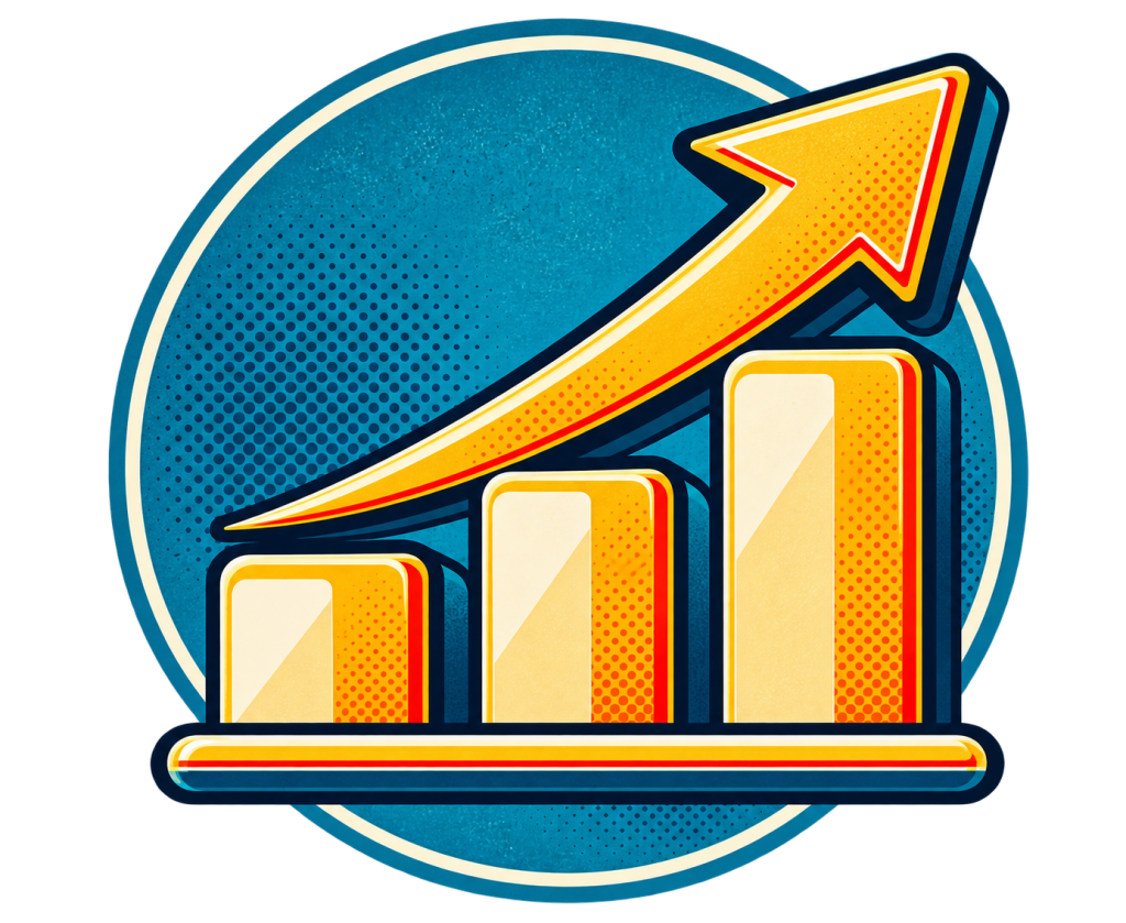 Retro growth chart icon representing qualification for the Canadian Nationals.
